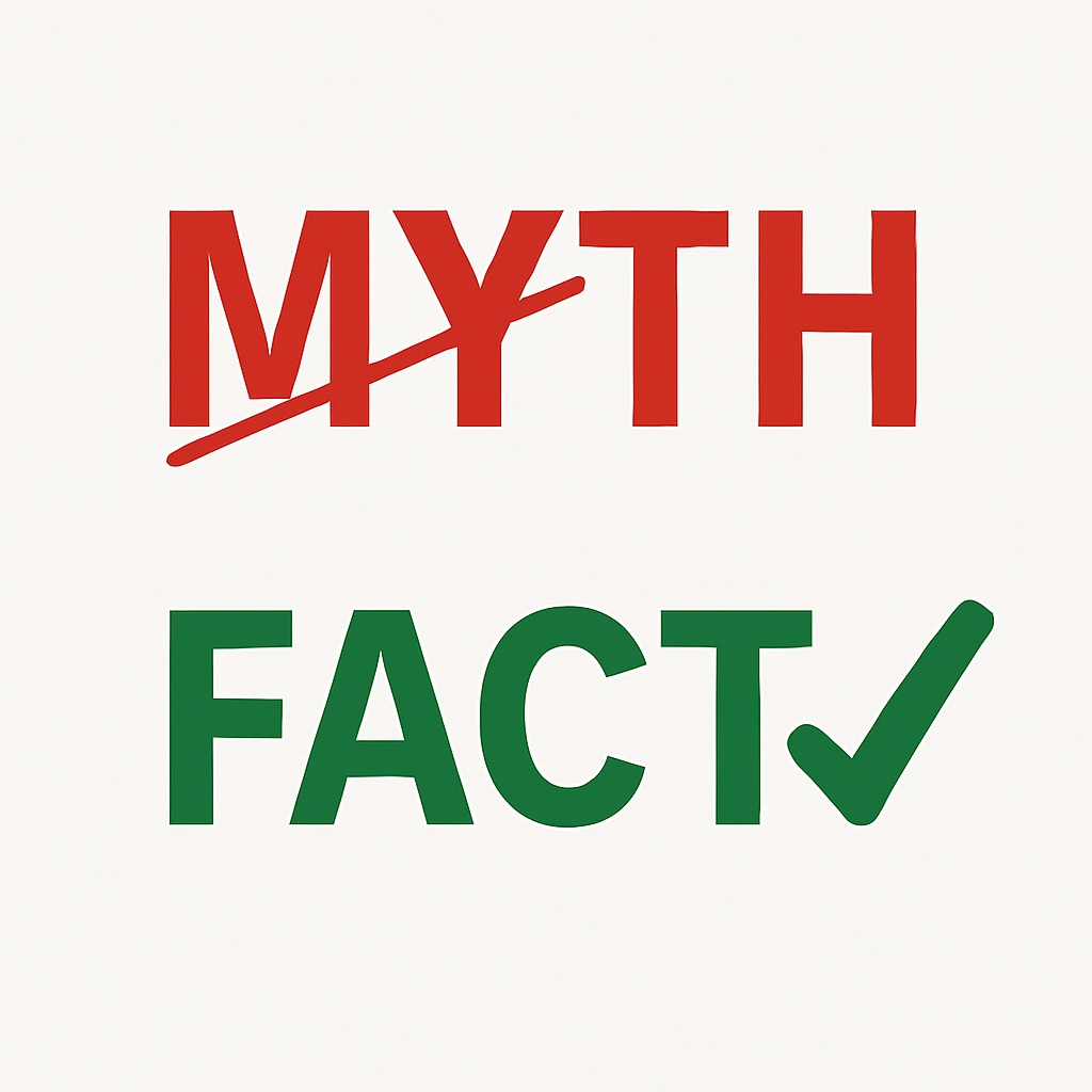 A simple graphic showing 'Myth' with a red 'X' and 'Fact' with a green checkmark, regarding the Section 21 ban.