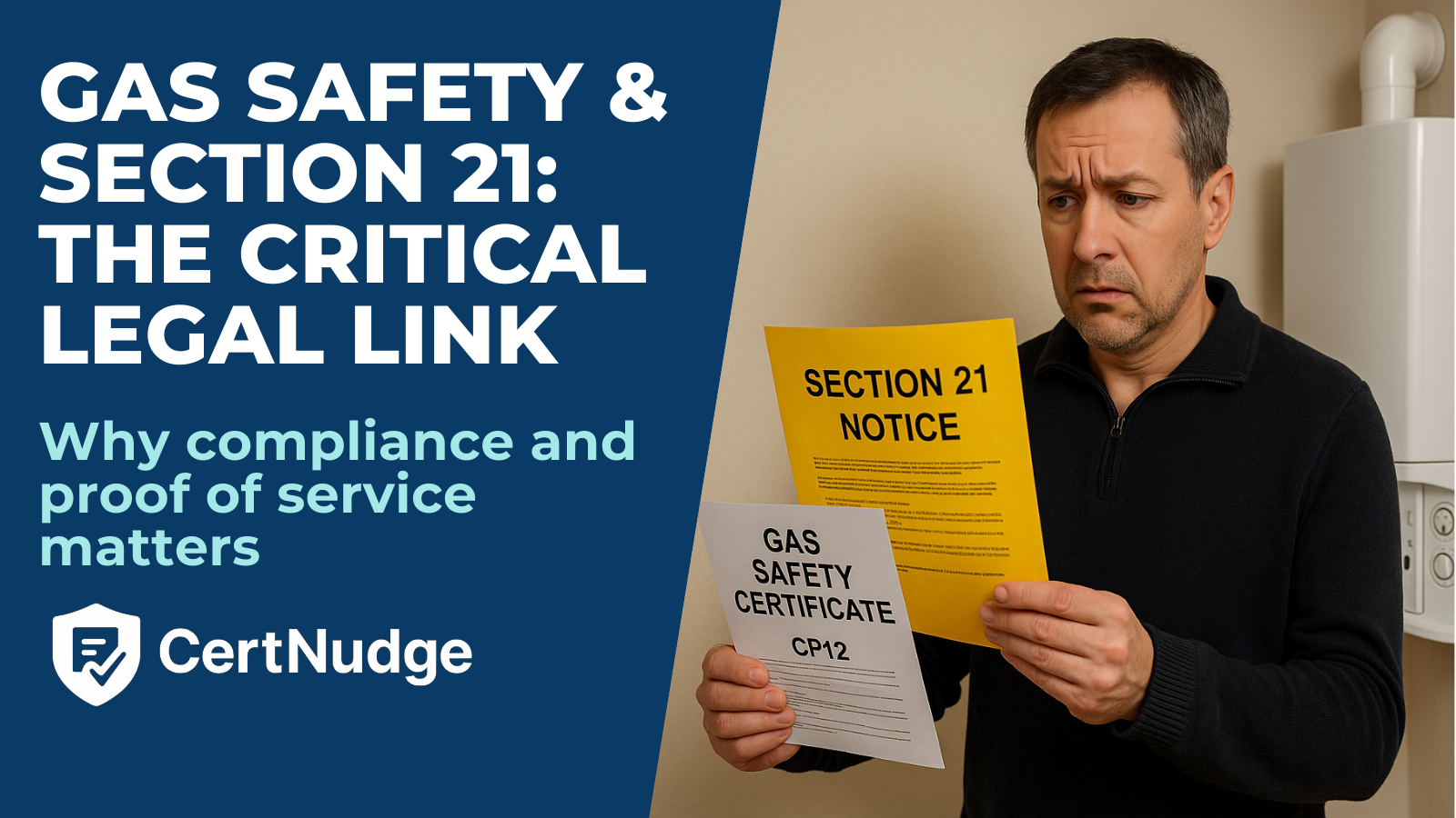 Landlord reading a Section 21 gas safety compliance notice