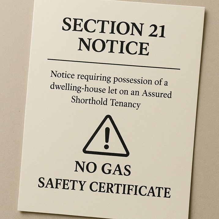 Section 21 eviction notice document representing how missing gas safety certificates affect eviction rights.