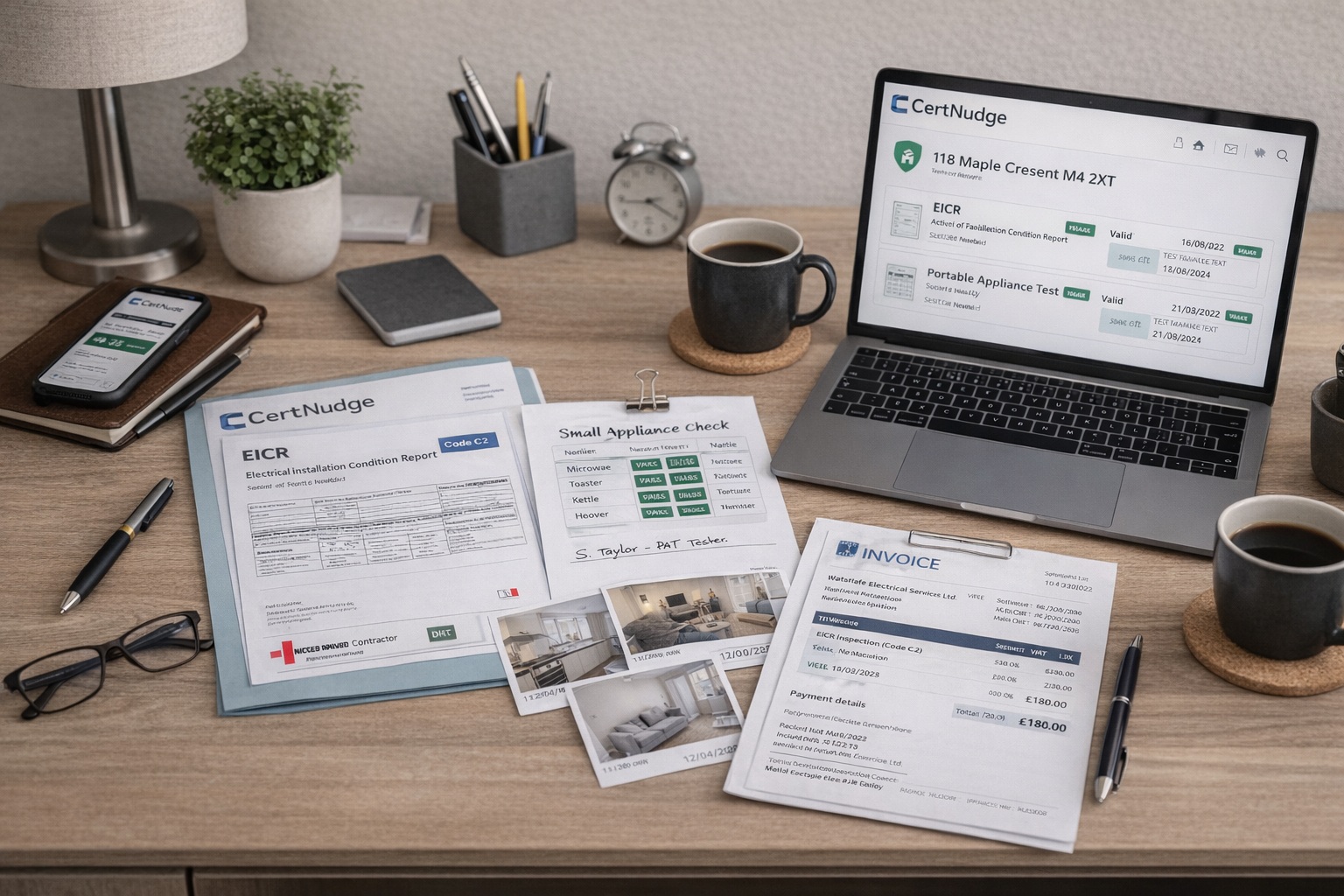 Landlord compliance records for EICR and appliance safety evidence