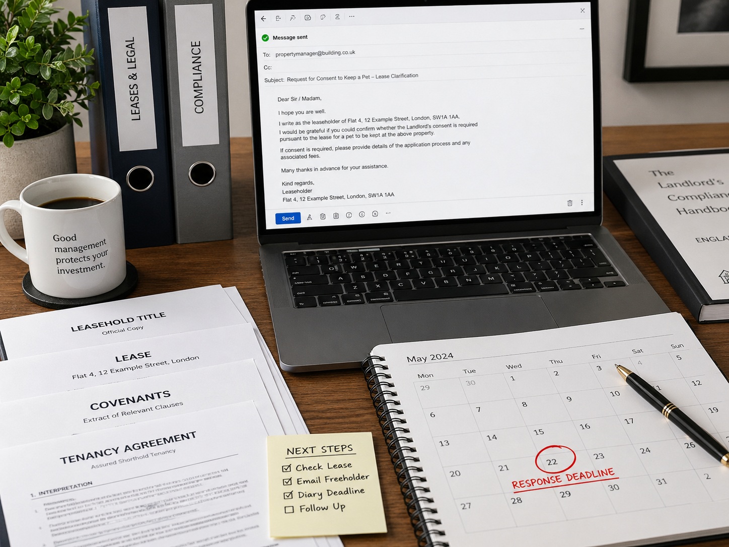 Leasehold landlord checking freeholder consent for a tenant pet request