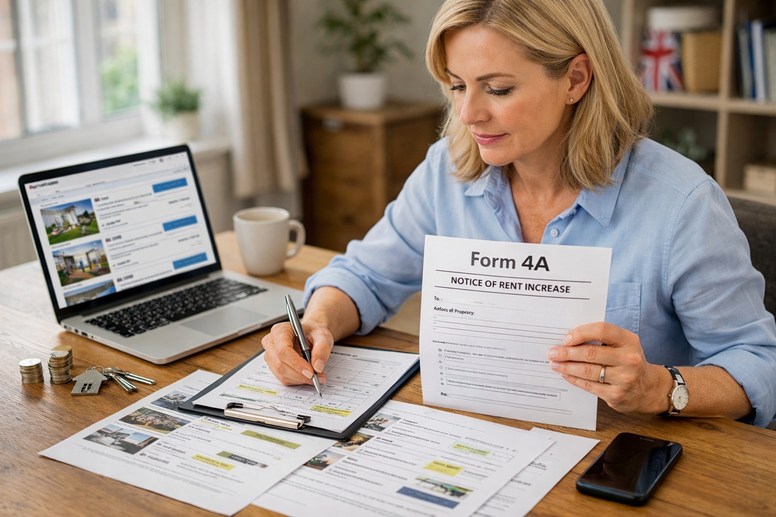 Landlord preparing Form 4A rent increase notice and market rent evidence in England
